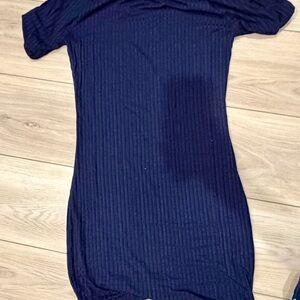 Charlotte Russe Navy Ribbed Bodycon Dress